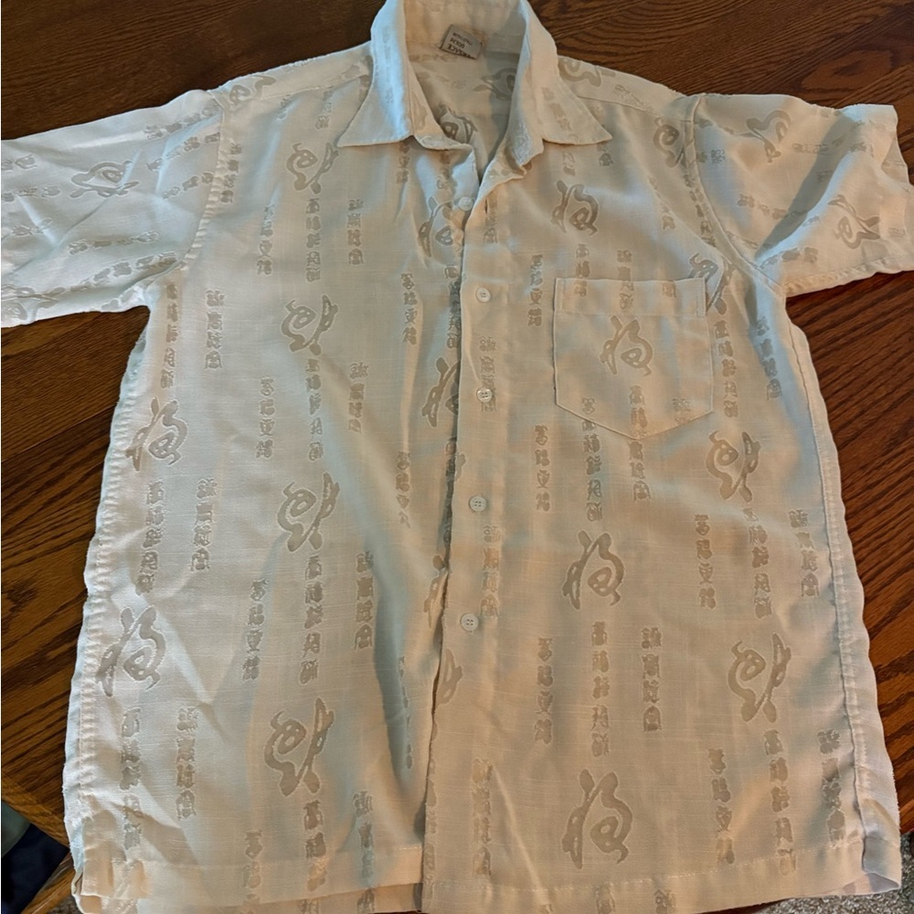 Versace Vintage Beige Patterned Button Down Shirt - image 1